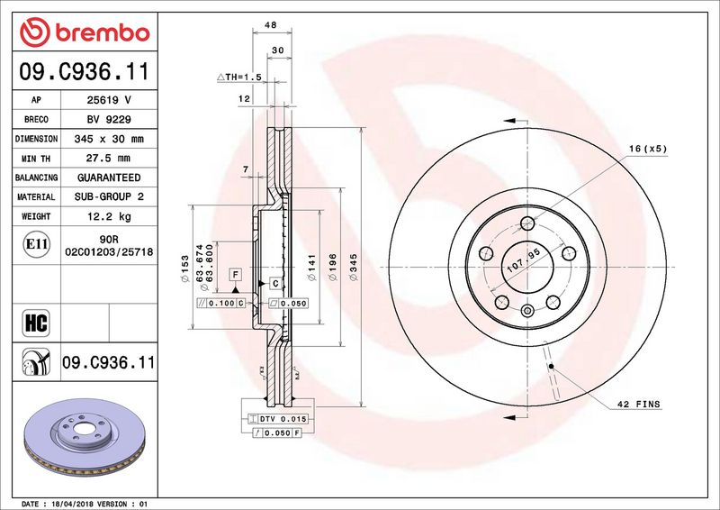 Disc frana BREMBO 09.C936.11 [2]