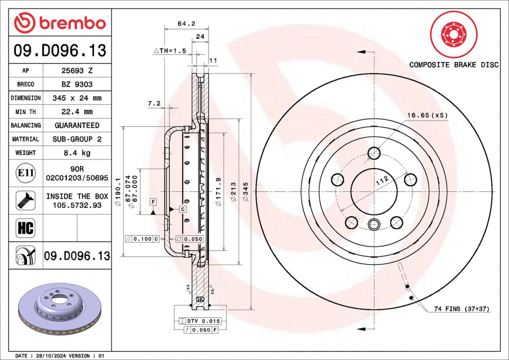 Placute frana BREMBO 09.D096.13 [2]