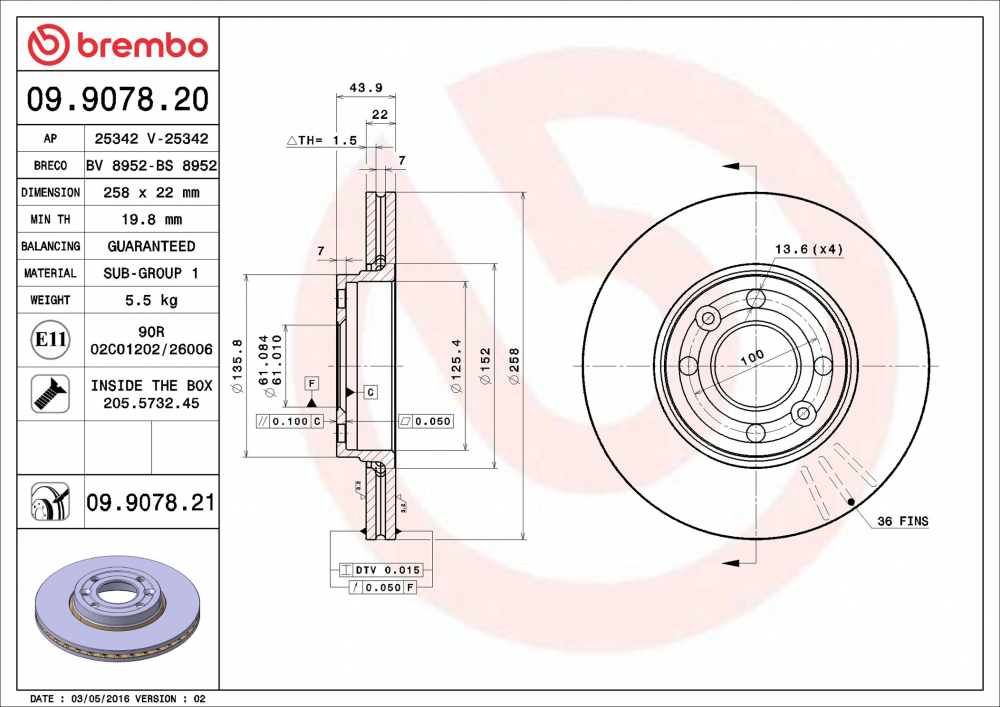 Placute frana BREMBO 09.9078.21 [1]