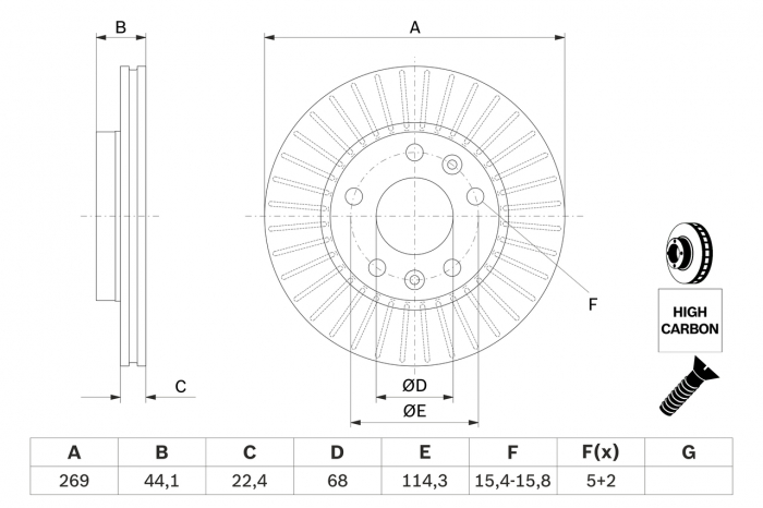 Disc frana fata BOSCH 0986479779 [1]