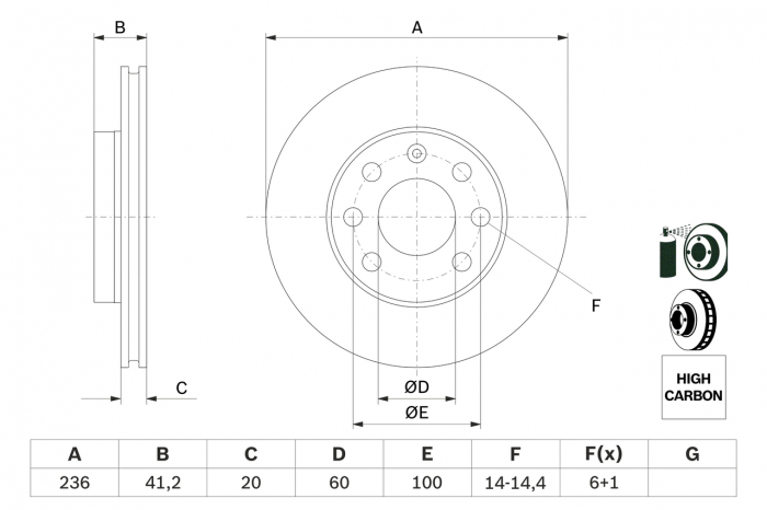 Disc frana fata BOSCH 0986478192 [4]