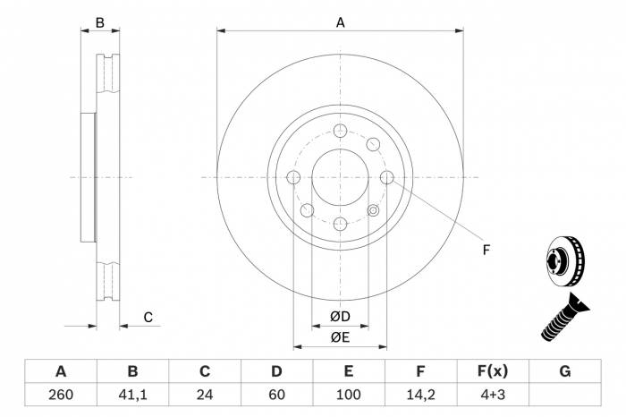 Disc frana fata BOSCH 0986478730 [3]
