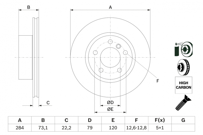 Disc frana fata BOSCH 0986479213 [5]