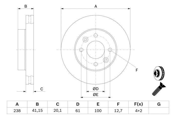 Disc frana fata BOSCH 0986478276 [2]