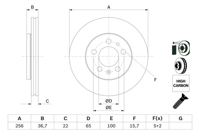 Disc frana fata BOSCH 0986478853 [5]