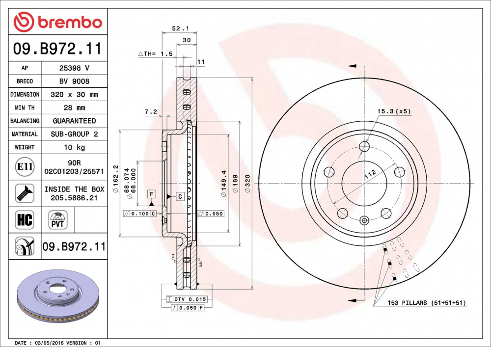 Disc frana fata BREMBO 09.B972.11 [2]