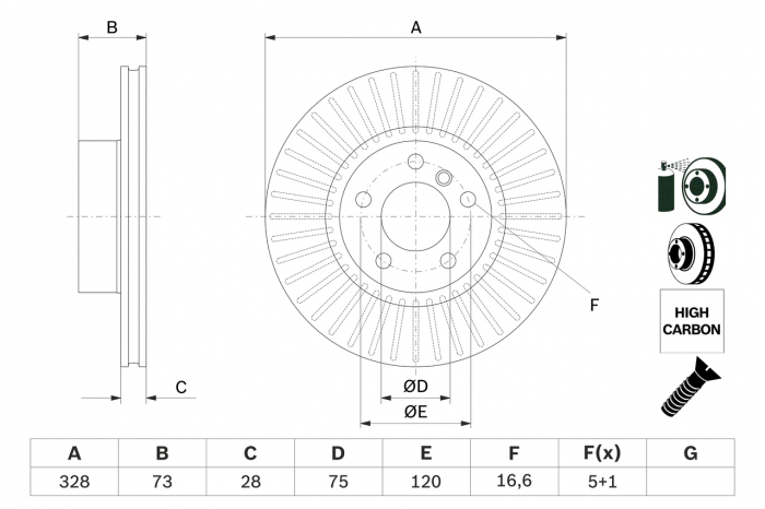 Disc frana fata BOSCH 0986479771 [5]