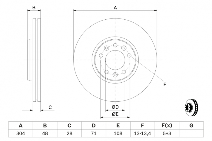 Disc frana fata BOSCH 0986479380 [5]