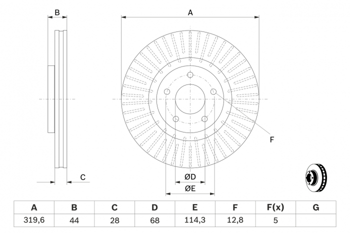 Disc frana fata BOSCH 0986479679 [5]