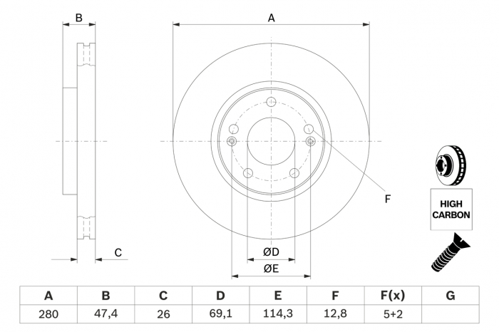 Disc frana fata BOSCH 0986479368 [4]
