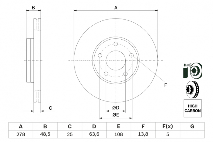 Disc frana fata BOSCH 0986479173 [5]