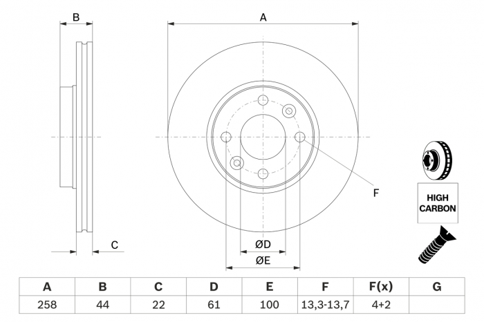 Disc frana fata BOSCH 0986479556 [2]