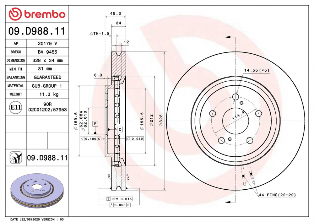 Disc frana fata BREMBO 09.D988.11 [1]