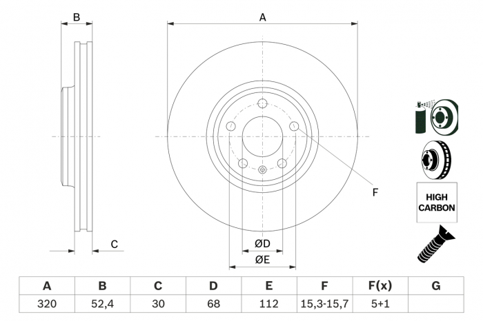 Disc frana fata BOSCH 0986479468 [1]