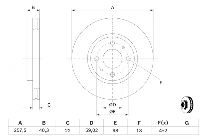 Disc frana fata BOSCH 0986478639 [3]