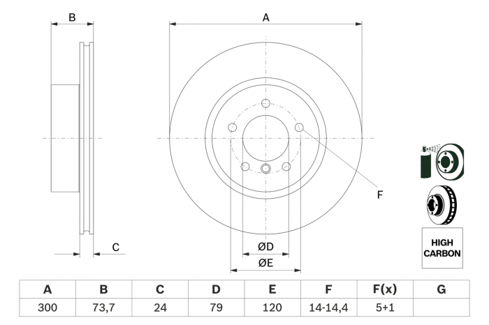 Disc frana fata BOSCH 0986479216 [5]