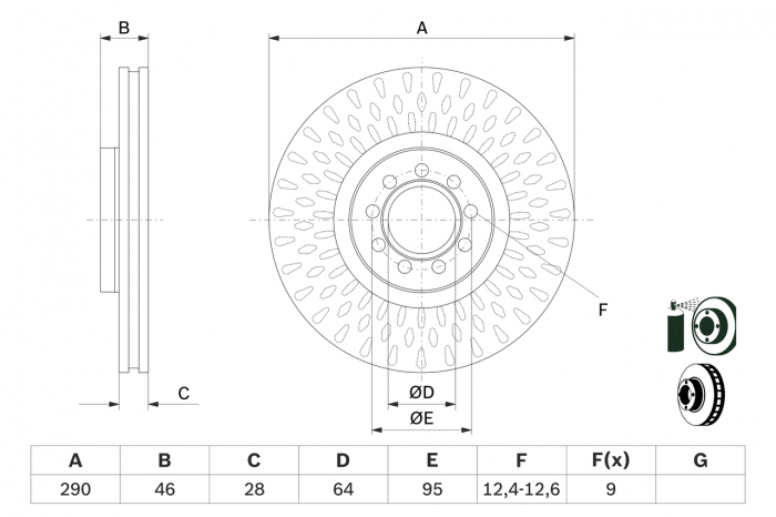 Disc frana fata BOSCH 0986479718 [2]