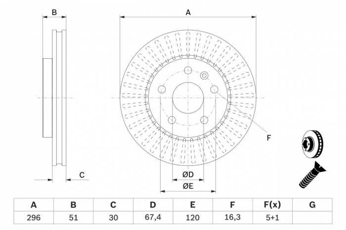 Disc frana fata BOSCH 0986479543 [1]