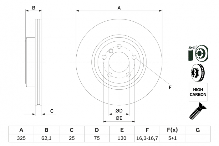 Disc frana fata BOSCH 0986479348 [4]