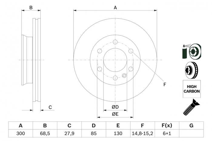 Disc frana fata BOSCH 0986479294 [3]