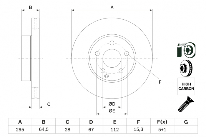 Disc frana fata BOSCH 0986479407 [2]