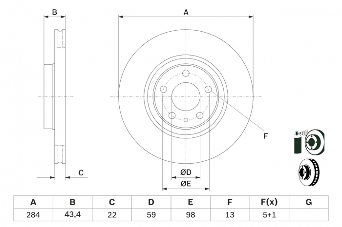 Disc frana fata BOSCH 0986478521 [2]