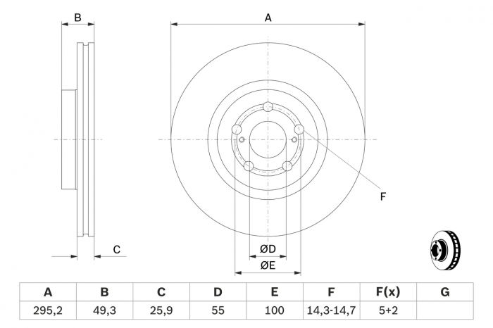 Disc frana fata BOSCH 0986479423 [3]
