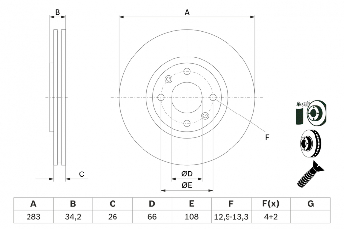 Disc frana fata BOSCH 0986478979 [5]