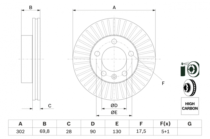 Disc frana fata BOSCH 0986479716 [1]