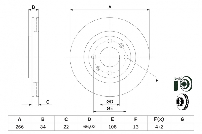 Disc frana fata BOSCH 0986478618 [3]