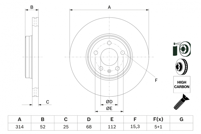 Disc frana fata BOSCH 0986479467 [2]