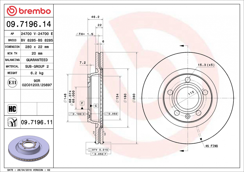 Disc frana BREMBO 09.7196.11 [1]