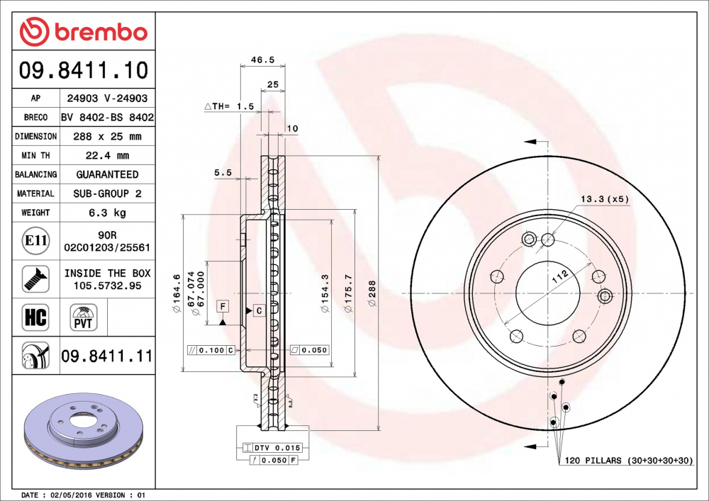 Placute frana BREMBO 09.8411.11 [1]