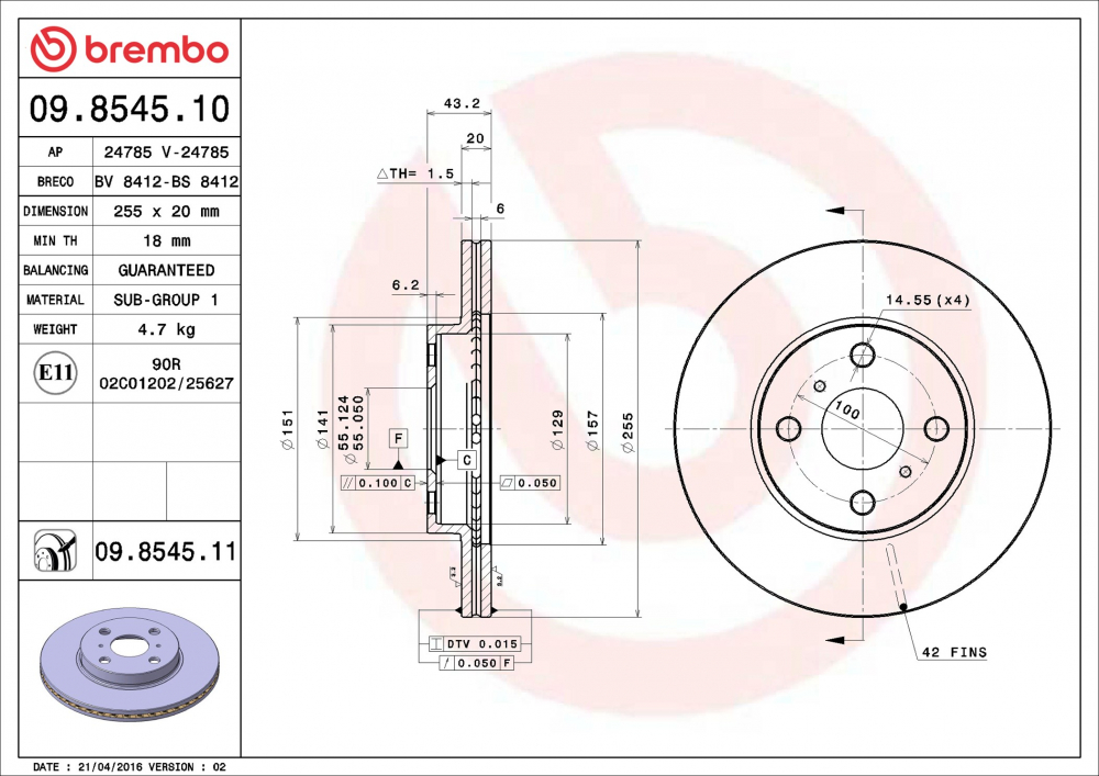 Placute frana BREMBO 09.8545.11 [2]