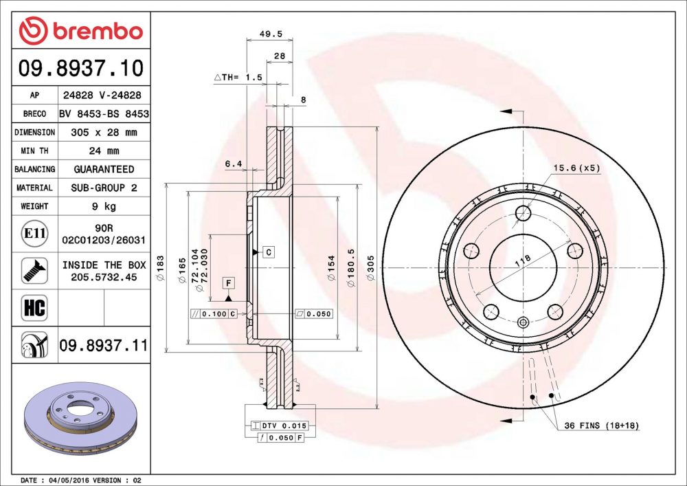 Placute frana BREMBO 09.8937.11 [2]