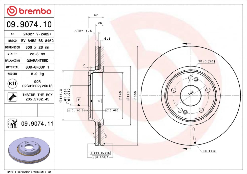 Disc frana BREMBO 09.9074.11 [1]