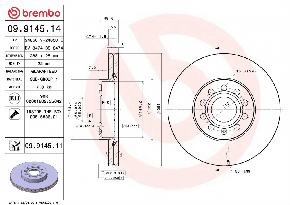 Placute frana BREMBO 09.9145.11 [1]