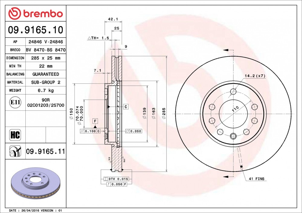 Placute frana BREMBO 09.9165.11 [2]