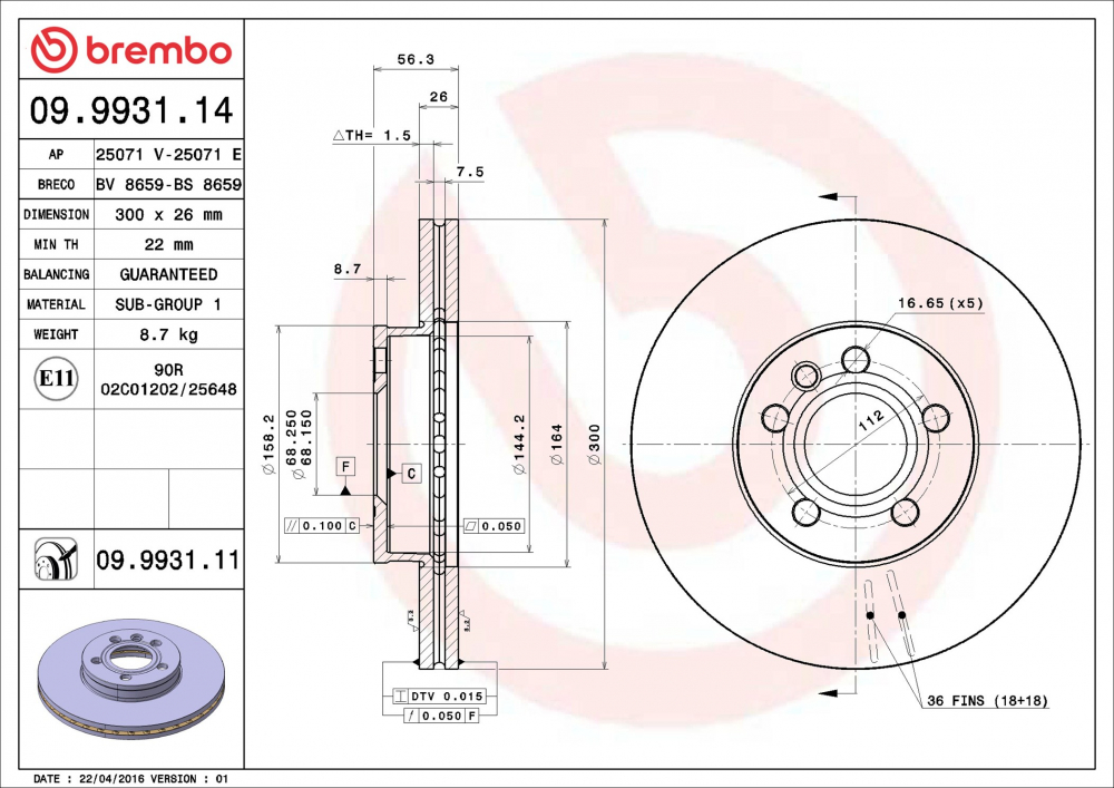 Placute frana BREMBO 09.9931.11 [2]