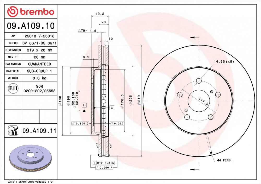 Placute frana BREMBO 09.A109.11 [2]