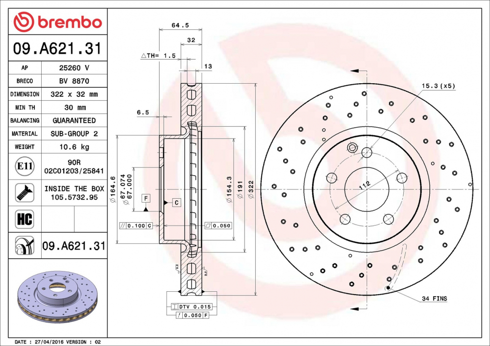 Placute frana BREMBO 09.A621.31 [2]