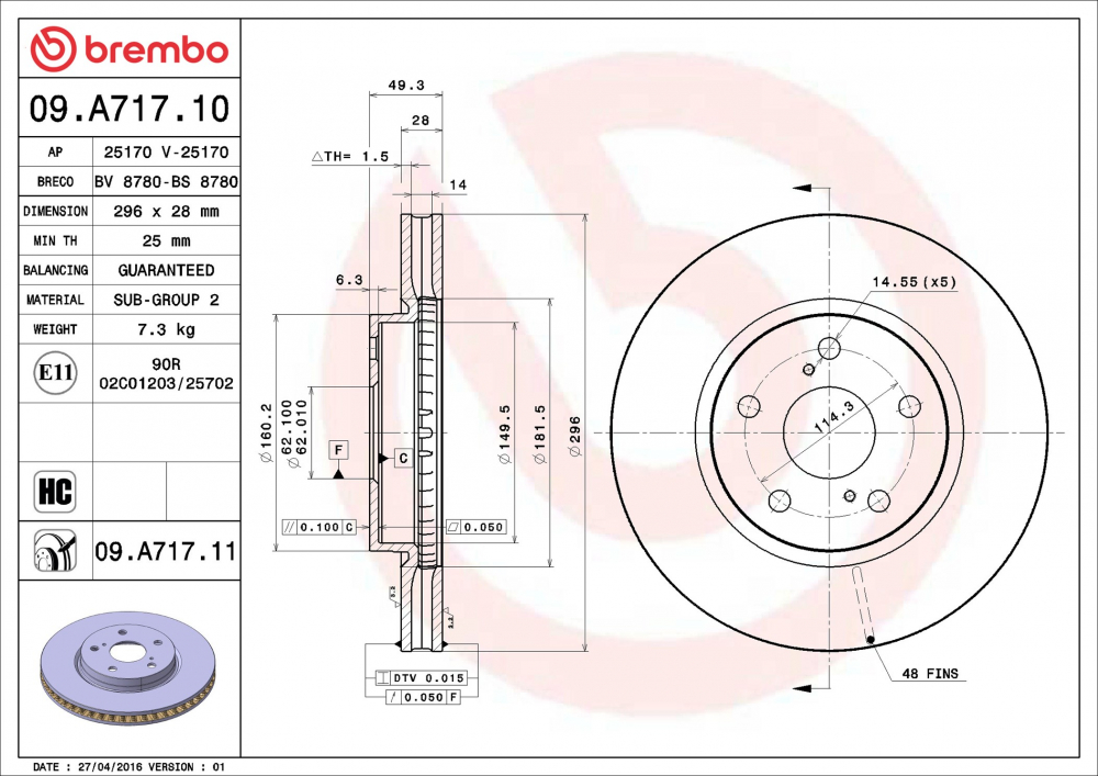Placute frana BREMBO 09.A717.11 [2]