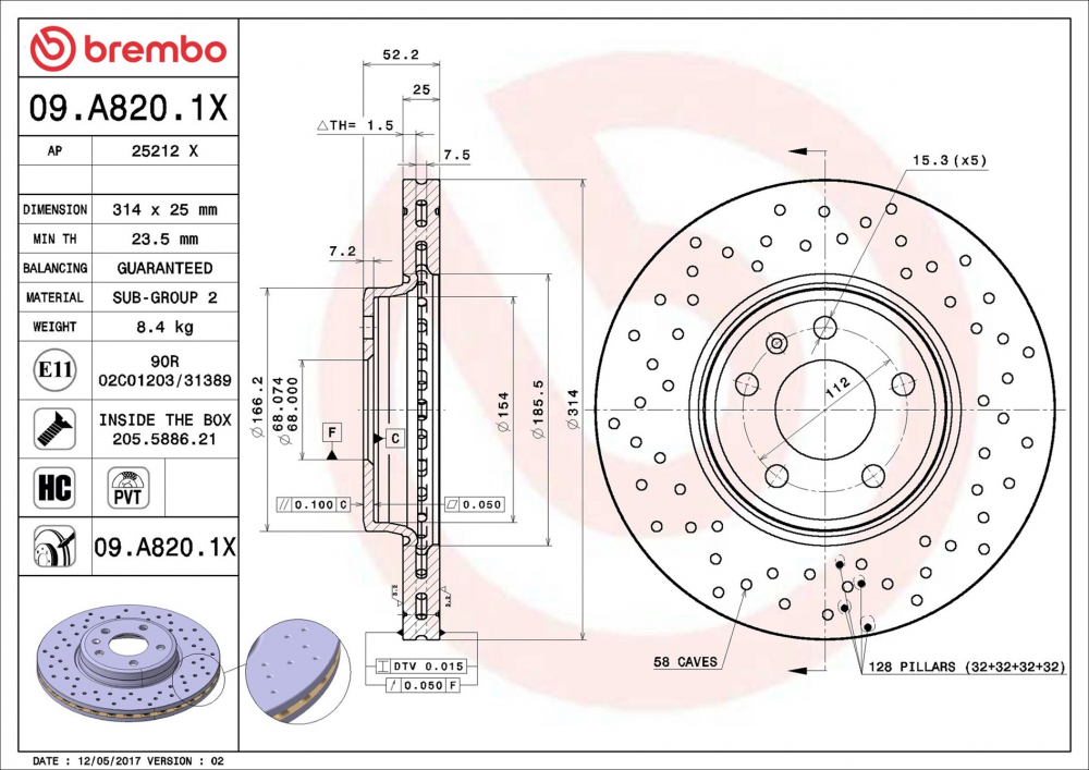 Disc frana BREMBO 09.A820.1X [2]