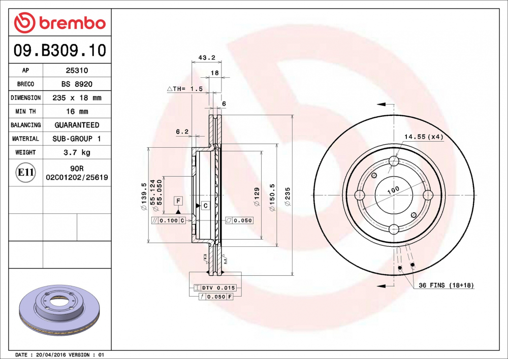 Placute frana BREMBO 09.B309.10 [2]