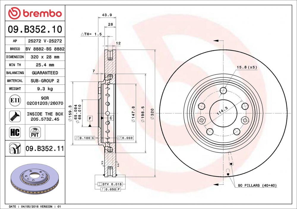 Disc frana BREMBO 09.B352.11 [1]
