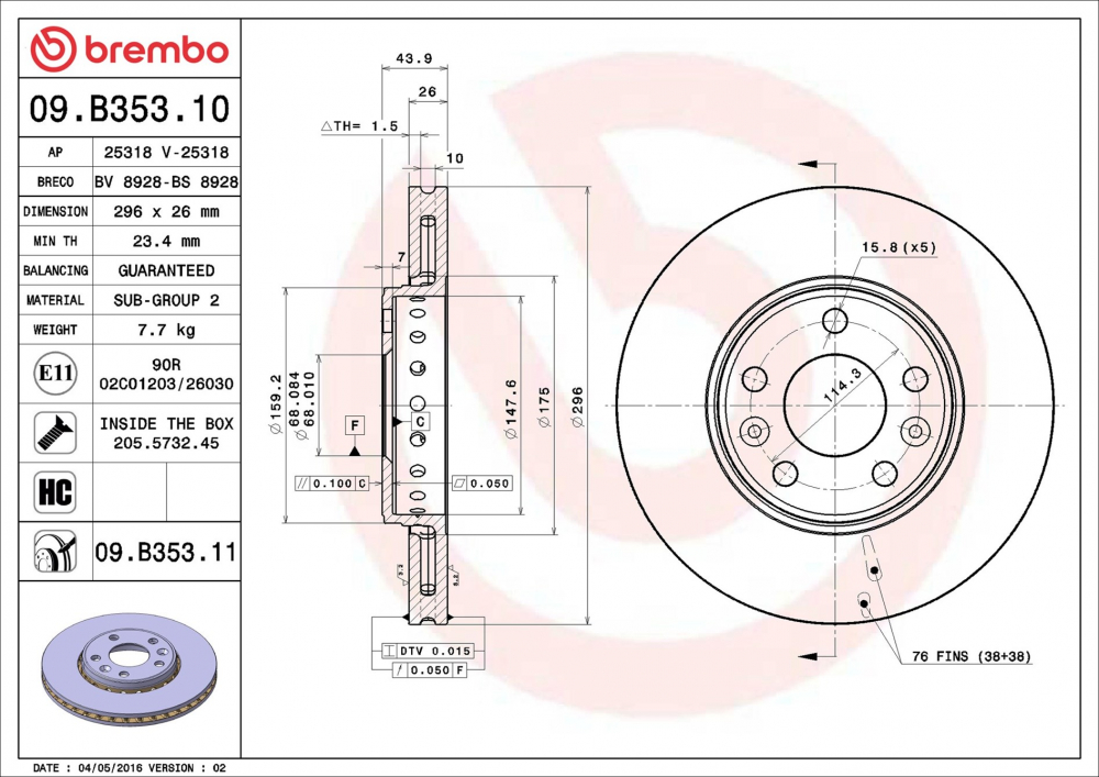 Placute frana BREMBO 09.B353.11 [1]