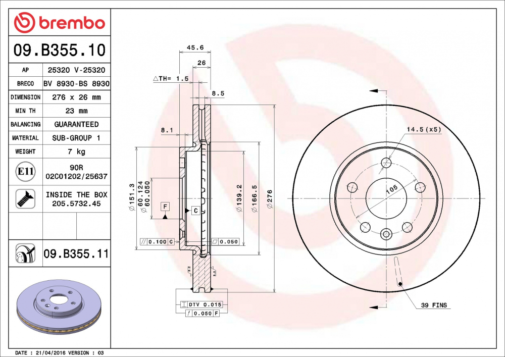 Placute frana BREMBO 09.B355.11 [2]