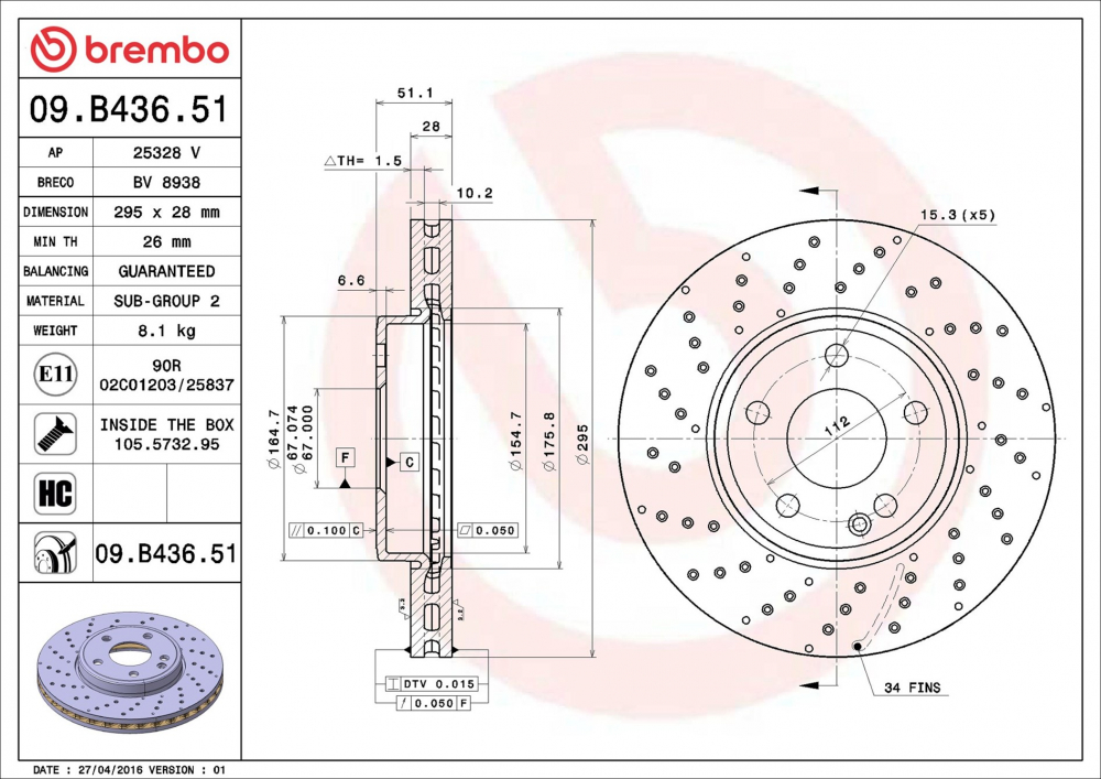 Placute frana BREMBO 09.B436.51 [2]