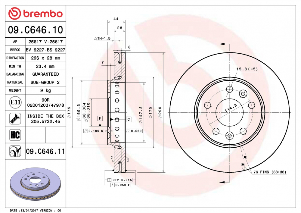 Placute frana BREMBO 09.C646.11 [2]