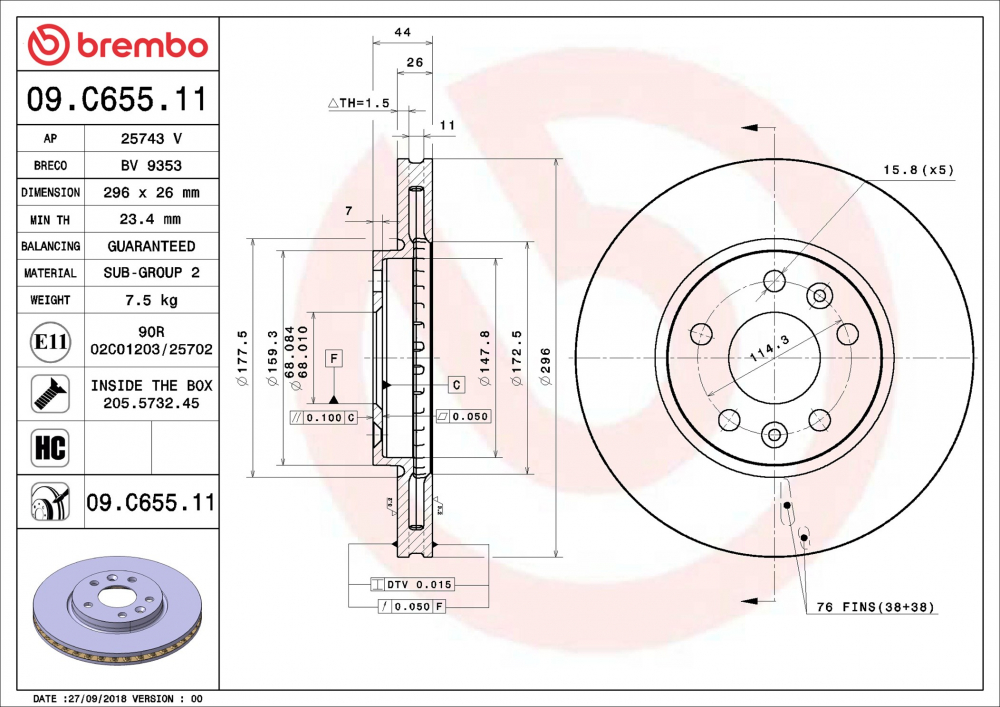 Placute frana BREMBO 09.C655.11 [2]